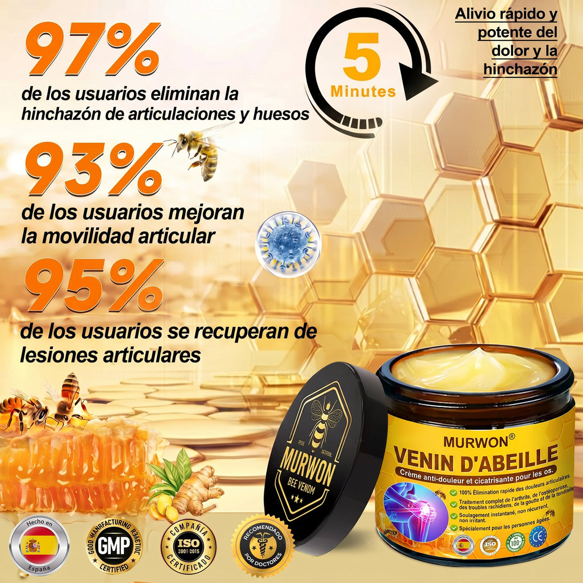 30 % de descuento 🎁🎁 | Crema 𝐌𝐔𝐑𝐖𝐎𝐍® con veneno de abeja para aliviar el dolor y favorecer el bienestar articular ✨✨✨ (Especialmente para personas mayores)